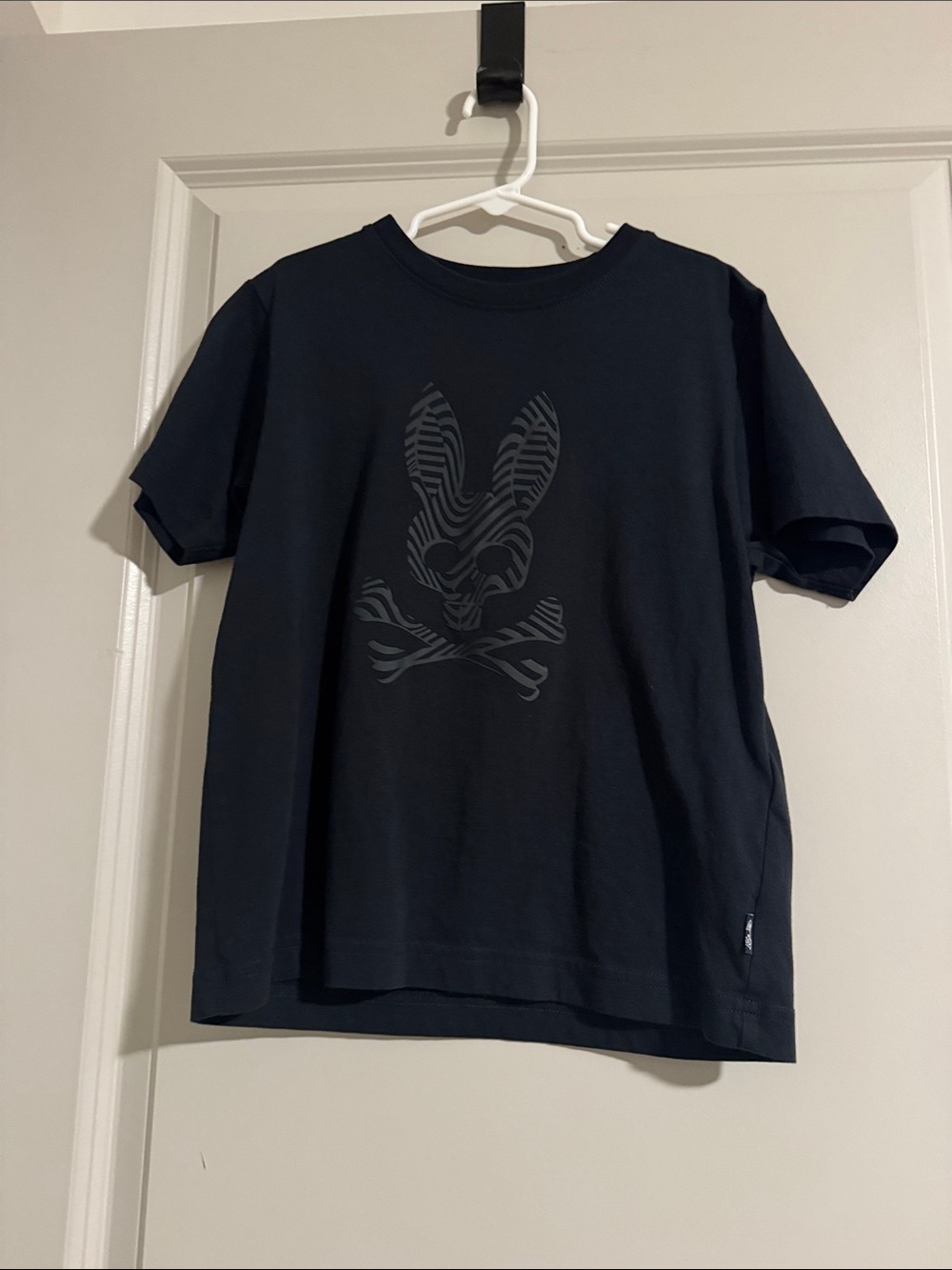 Psycho Bunny Black Short-Sleeve Tee with Tonal Bunny Skull Logo